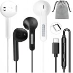 Lot de 2 couteurs intra - auriculaires avec cble usb c, pour iphone 16, avec microphone, pour iphone ...
