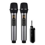 Lot de 2 microphones sans fil bluetooth reverb avec câble de port android le noir Lot de 2 microphones sans fil bluetooth reverb avec câble de port android le noir