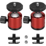 Lot de 2 mini ttes sphriques pour trpied avec adaptateur de montage hot shoe mount 1 / 4 , tte sphrique ...