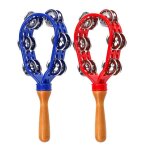 Lot de 2 tambourins a main a double range de cymbalettes mtalliques