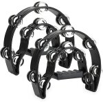 Lot de 2 tambourins en plastique demi - lune a pan coup - tambourin a main noir