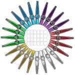 Lot de 24 kazoos en m�tal avec 24 diaphragmes de fl�te kazoo, 6 couleurs, id�al pour ukul�l� et violon ...