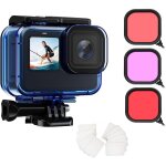 Lot de 3 bo�tiers �tanches pour cam�ra d'action gopro hero13 / 12 / 11 / 10 / 9 avec filtre de plong�e, ...