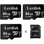 Lot de 3 cartes micro sd 64go u3 v30 a1 classe 10 vid�o 4k pour drones, dashcams et appareils android ...