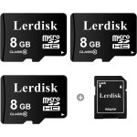 Lot de 3 cartes micro sd 8go classe 10 u1 pour camras embarques 1080p, appareils photo, imprimantes ...