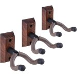 Lot de 3 crochets muraux en noyer noir pour guitare acoustique, électrique, basse Lot de 3 crochets muraux en noyer noir pour guitare acoustique, électrique, basse