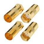Lot de 4 adaptateurs d'antenne plaqus or - 2 fiche f vers fiche d'antenne iec et 2 fiche f vers prise ...