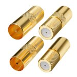 Lot de 4 adaptateurs d'antenne plaqus or - 2 prises f vers fiche d'antenne iec et 2 prises f vers prise ...