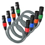 Lot de 4 c�bles de microphone xlr m�le vers femelle en nylon tress� � 3 broches compatibles avec mixeur, ...