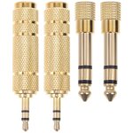 Lot de 4 convertisseurs audio plaqu�s or 6, 35 mm / 3, 5 mm pour casques, guitares, pianos, amplificateurs ...
