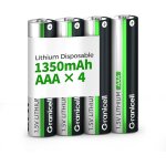 Lot de 4 piles aaa lithium non rechargeables, 1350 mah 1. 5v - piles longue dure pour appareils photo, ...
