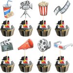 Lot de 40 décorations de gâteau de film double face - pour la nuit - pour appareil photo - projecteur ... Lot de 40 décorations de gâteau de film double face - pour la nuit - pour appareil photo - projecteur ...