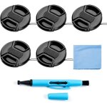 Lot de 5 bouchons d`objectif universels avec chiffon microfibres et stylo de nettoyage pour appareil ... Lot de 5 bouchons d`objectif universels avec chiffon microfibres et stylo de nettoyage pour appareil ...