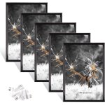 Lot de 5 cadres photo en argent, format a4 (21x29. 7 cm), en verre plexi, avec crochet sans couture, ... Lot de 5 cadres photo en argent, format a4 (21x29. 7 cm), en verre plexi, avec crochet sans couture, ...