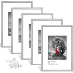 Lot de 5 cadres photo en argent, format a4 (21x29. 7 cm), en verre plexi, avec crochet sans couture, ...