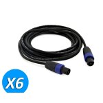 Lot de 6 c�bles speakon m�le / m�le 5m pour enceintes soundlab go38ze
