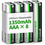Lot de 8 piles aaa lithium non rechargeables, 1350 mah 1. 5v - piles longue dure pour appareils photo, ...