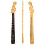 Manche de guitare electrique jaune mat 22 frettes remplacement de manche en erable pour accessoires de ... Manche de guitare electrique jaune mat 22 frettes remplacement de manche en erable pour accessoires de ...