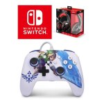 Manette switch filaire nintendo zelda master sword attack officielle + casque gamer pro h3 rouge spirit ...