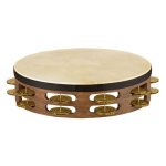 Meinl tah2vwb - tambourin bois avec peau 2 ranges de cymbalettes - walnut brown