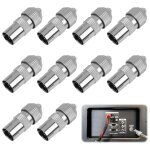 Metal coaxial connector for tv antenna, ensemble de 10 pices, 10 femelles, connecteur coaxial tv, raccord ...