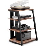 Meuble hifi a 4 etagres en bois et acier support pour platine vinyle meuble audio / vido capacit de ...