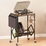 Meuble platine vinyle, meuble tourne disque pour 100 albums - table d'appoint a roulettes 2 niveaux - ... Meuble platine vinyle, meuble tourne disque pour 100 albums - table d'appoint a roulettes 2 niveaux - ...
