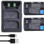 Mevronisshop - 2 batteries lp - e6 + led chargeur usb int�gr� avec port de type c pour canon lp - e6, ...