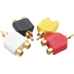 Mevronisshop - lot de 4 adaptateurs r�partiteurs rca en y plaqu�s or, connecteurs rca 1 m�le vers 2 femelles ...