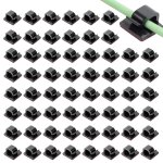 Mevronisshop - 60 pi�ces adhesif clips c�bles, cable adhesif rangement de c�ble, crochets pour fixation ...
