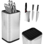 Mevronisshop - bloc  couteaux 3 en 1 sans couteau, porte - couteaux rond universel avec fentes et support ...