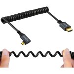 Mevronisshop - c�ble spiral� micro hdmi vers hdmi 90 degr�s, hdmi m�le vers micro hdmi m�le angle droit ...
