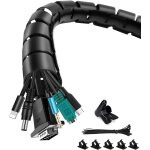 Mevronisshop - cache cable, range c�ble 2x1. 5m, manchon de rangement organisateur de c�ble avec 20 colliers ...
