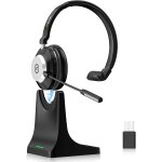 Mevronisshop - casque bluetooth mono avec micro r�duction de bruit ai, bluetooth 5. 2, base de charge ...
