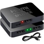 Mevronisshop - splitter hdmi 1 en 2, 1080p full hd 3d 4k, micro usb alimentation, support macbook, xbox, ...