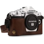 Mg1351 etui avec bandoulire / accs batterie en cuir pour appareil photo olympus om - d e - m10 mark ...