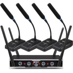 Micro confrence sans fil debra du4004 audio pro - systme uhf, 4x16 canaux rglables, micro a col de ...