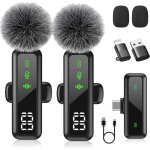 Micro cravate sans fil avec clip magn�tique, suppression du bruit, mini microphones avec enregistrement ...