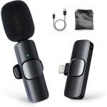 Micro cravate sans fil pour iphone, 2. 4ghz[lightning] wireless lavalier microphone sourdine rduction ...