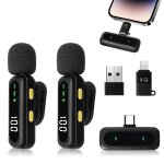 Micro cravate sans fil pour iphone / android, 2 - pack mini microphone avec rduction du bruit, microphone ...