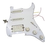 Micros pickguard guitare electrique charg� pr� - c�bl� scratchplate assembly 11 trous ssh blanc