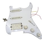 Micros pickguard guitare electrique charg� pr� - c�bl� scratchplate assembly 11 trous ssh blanc