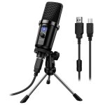 Microphone basse de bureau � condensateur cardio�de, son, ordinateur vid�o avec haut - parleur, r�cepteur ...