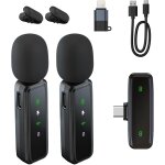Microphone cravate sans fil 3 in 1 pour iphone, ipad, android, 2 mini microphones plug and play avec ...