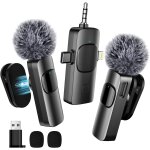 Microphone cravate sans fil 4 en 1 avec clip de collier r�glable ¿ pour iphone / android / appareil ...