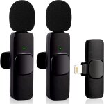 Microphone cravate sans fil pour iphone ipad, micro plug and play avec 2 microphones pour enregistrement ...