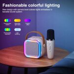 Microphone karaok� ktv haut de gamme ¿ micro sans fil bluetooth avec haut - parleur colonne - rose