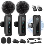 Microphone de lavalier sans fil pour iphone, ipad, t�l�phone android, 2 - pack mini microphone avec r�duction ...