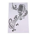 Microphone note de musique murale notes d'art autocollant pour ktv bar arri�re - plan d�corations de ...