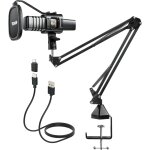 Microphone pc gaming condensateur usb microphone podcast mic caractre rnal micro avec bras filtre popfilter ...